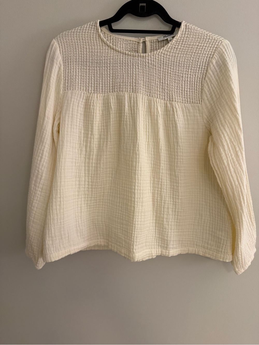 Madewell Cream Textured Gauze Peasant Top
